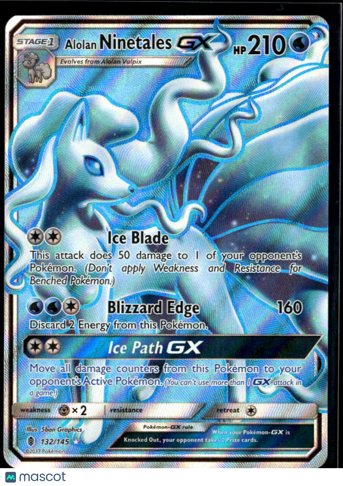 Alolan Ninetales GX 2017 Guardians Rising Holo Rare #132/145