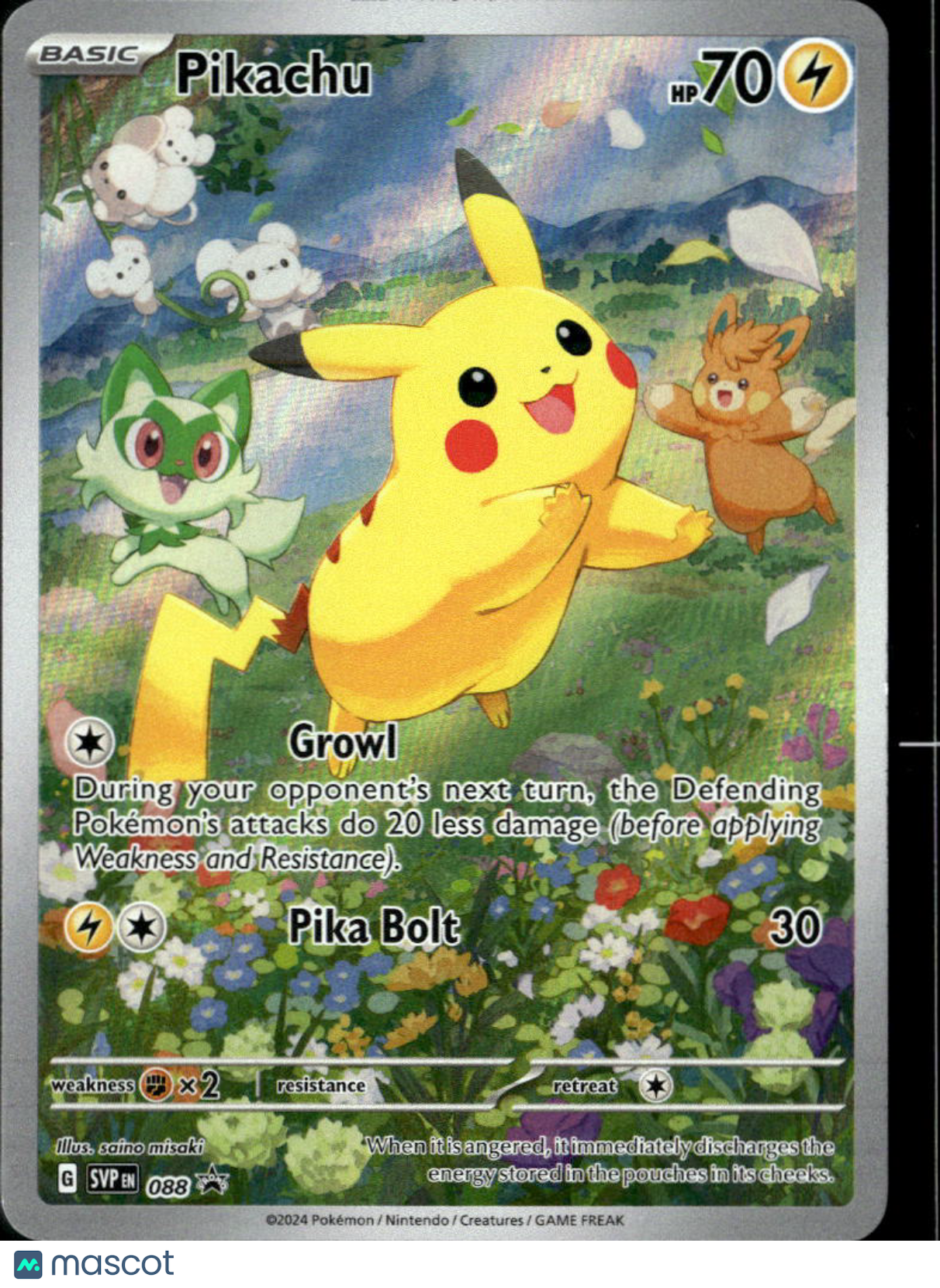 Pikachu 2024 Scarlet & Violet Holo Black Star Promo FA #SVP EN 088