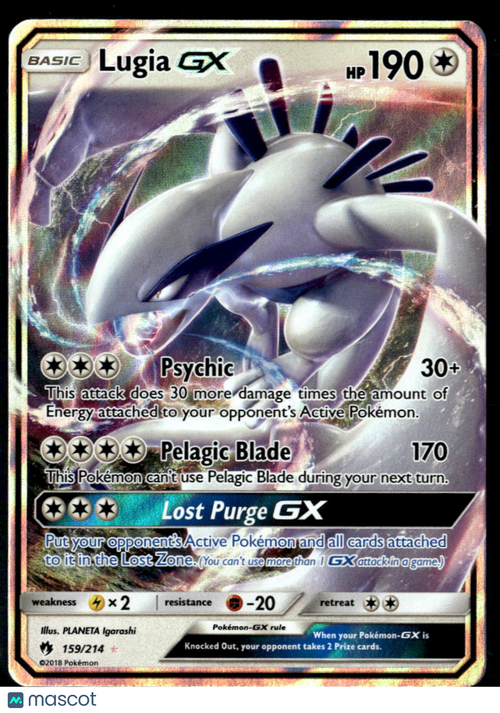 Lugia GX 2018 Lost Thunder Holo Rare FA #159/214