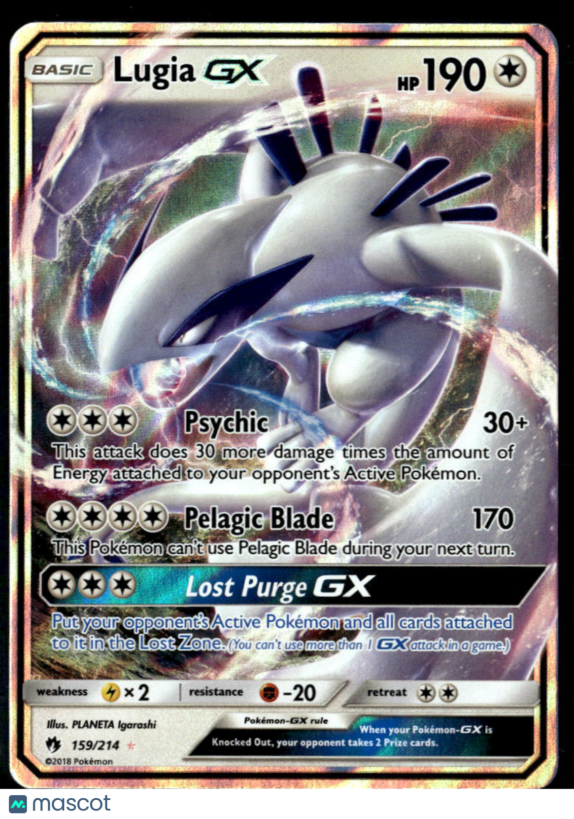 Lugia GX 2018 Lost Thunder Holo Rare FA #159/214