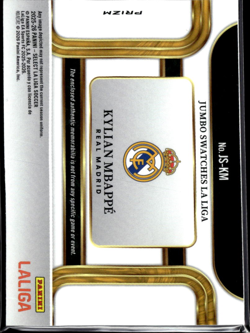 Kylian Mbappe 2025-26 Select La Liga Jumbo Jersey Patch Real Madrid