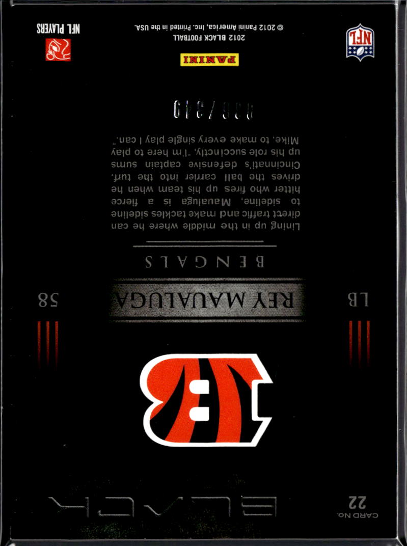Rey Maualuga 2012 Panini Black Captains Captains Insert /349 Cincinnati Bengals