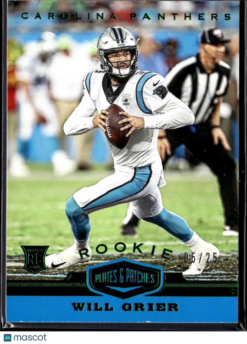 Will Grier 2020 Plates & Patches Green Rookie RC 5/25 Carolina Panthers
