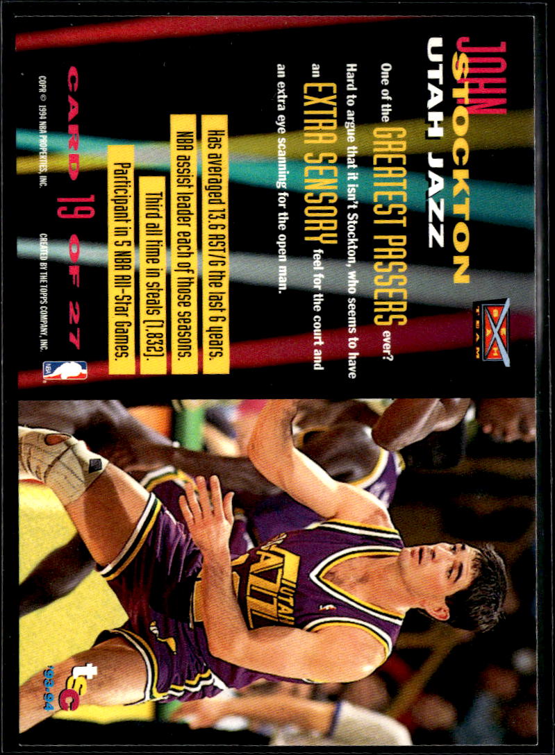 John Stockton 1994 Topps Stadium Club Beam Team #19 Utah Jazz