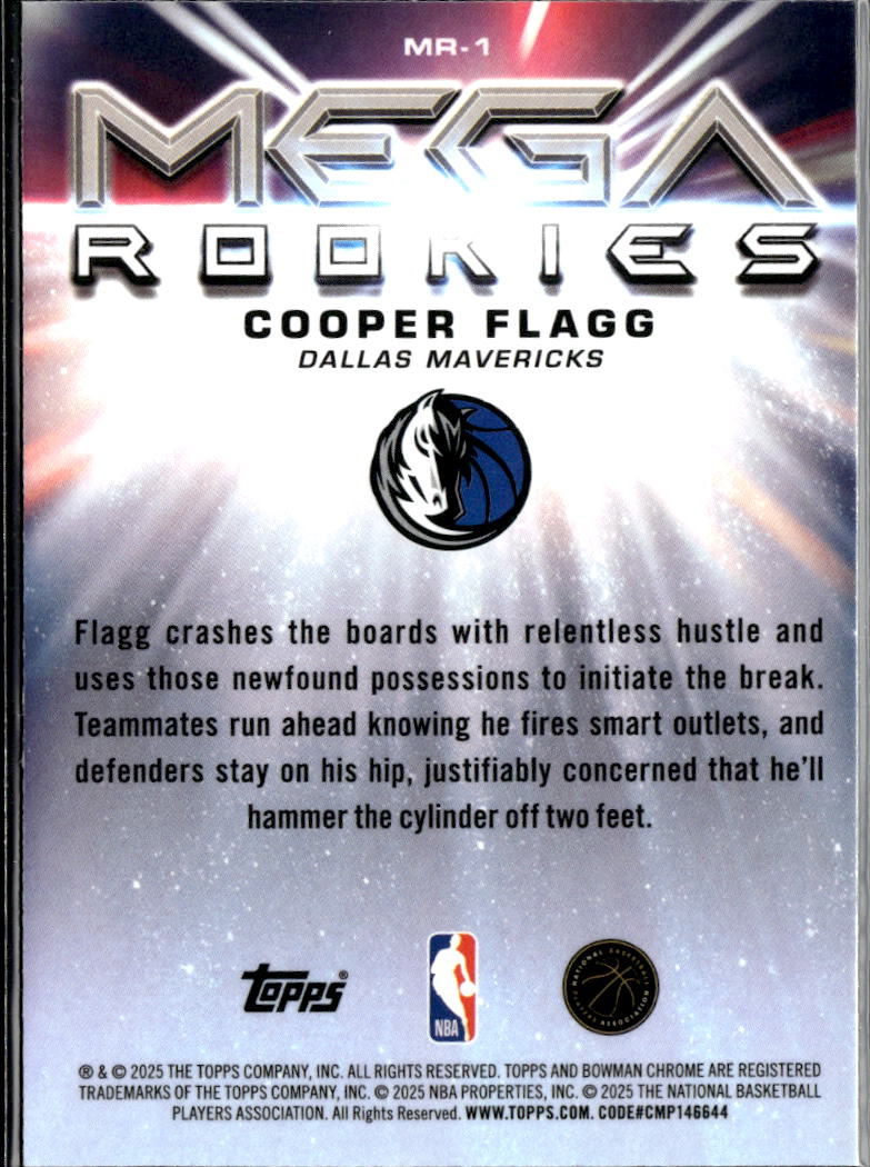 Cooper Flagg 2025 Bowman Chrome Mega Rookies RC SSP Dallas Mavericks