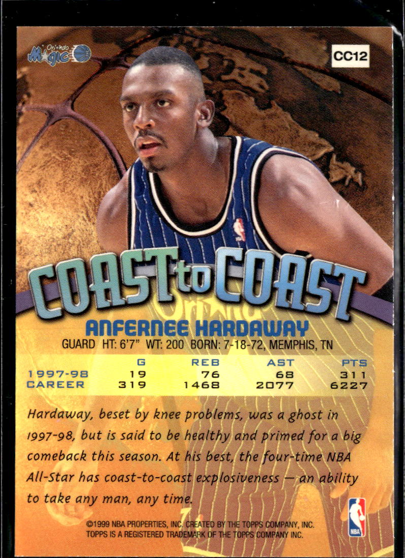 Anfernee Hardaway 1999 Topps Coast to Coast Insert Orlando Magic
