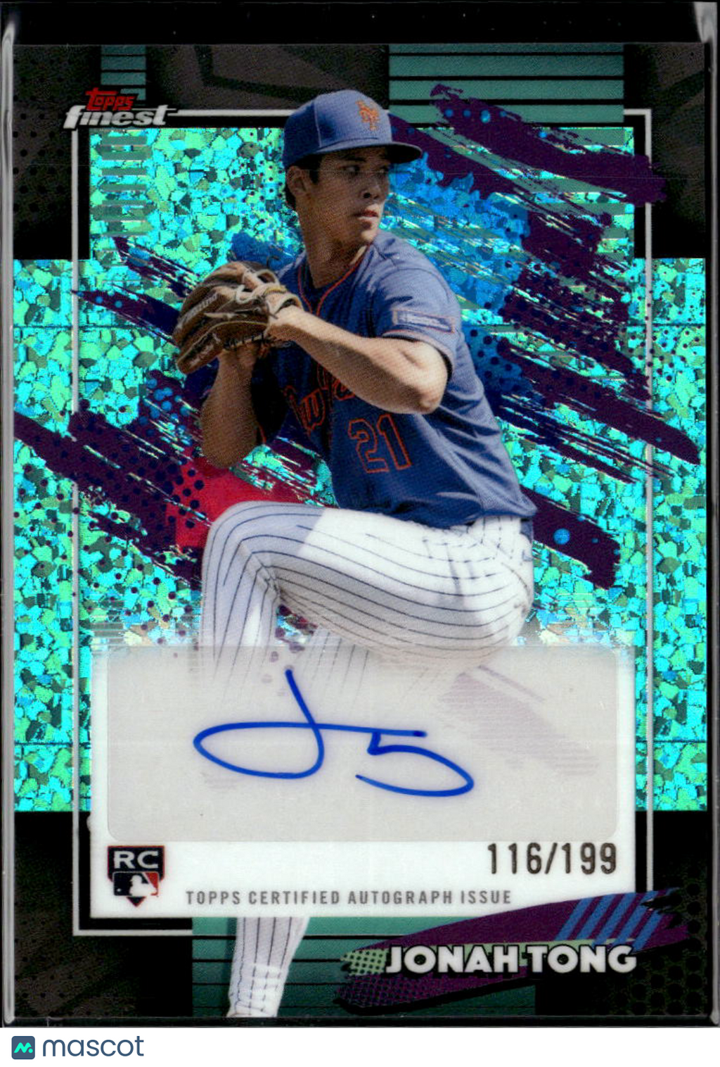 Jonah Tong 2026 Topps Finest Auto Autograph RC Aqua 116/199 New York Mets