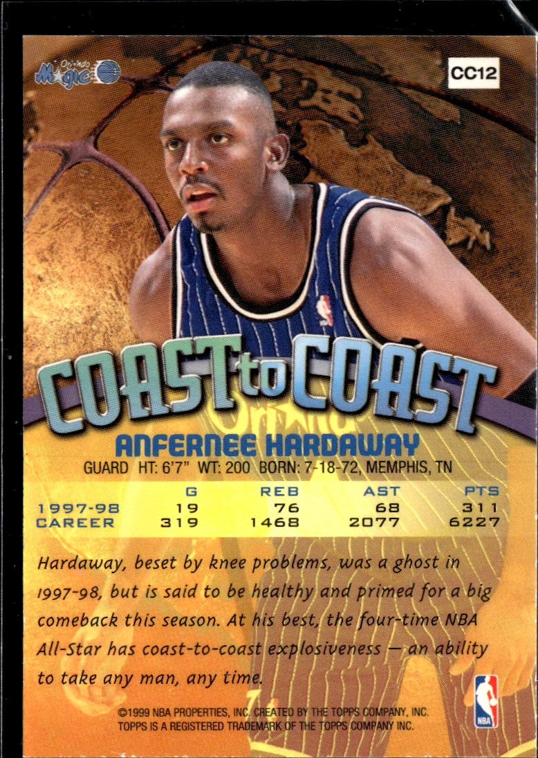 Anfernee Hardaway 1999 Topps Coast to Coast Insert Orlando Magic