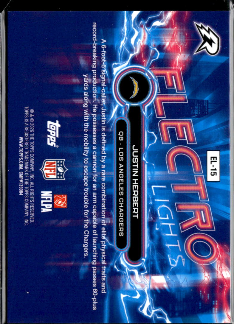 Justin Herbert 2025 Topps Resurgence Electro Lights CASE HIT SSP LA Chargers