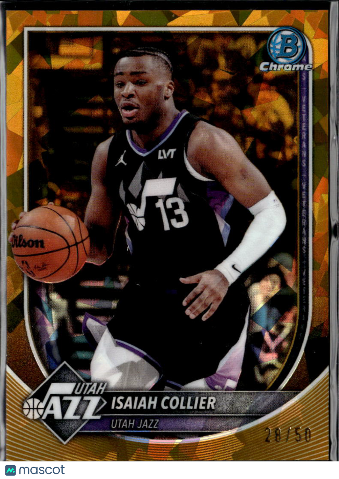 Isaiah Collier 2025  Bowman Chrome Sapphire GOLD Refractor 28/50 Utah Jazz