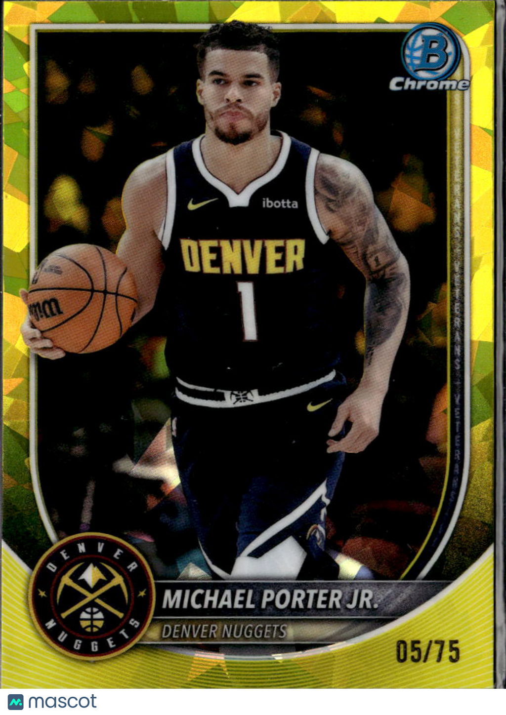 Michael Porter Jr. 2025 Bowman Chrome Sapphire Yellow 5/75 Denver Nuggets