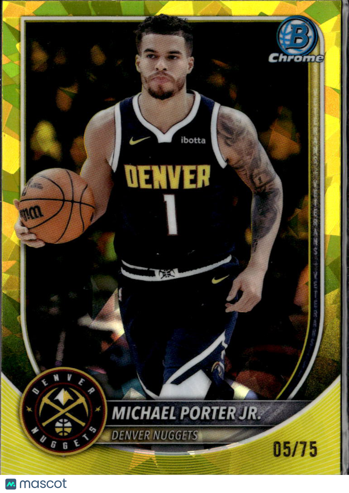 Michael Porter Jr. 2025 Bowman Chrome Sapphire Yellow 5/75 Denver Nuggets