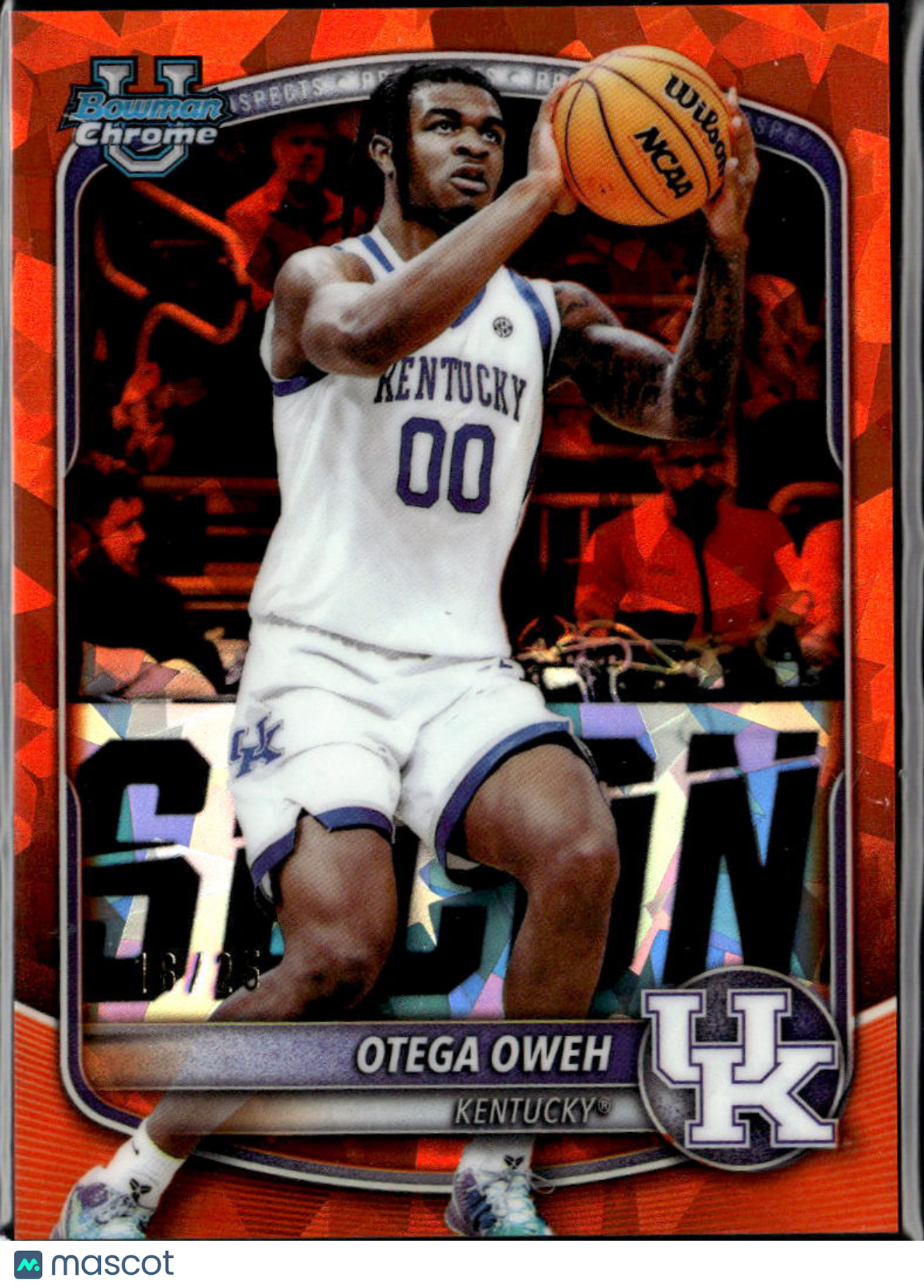 Otega Oweh 2025 Bowman Chrome Sapphire Orange Refractor 16/25 Kentucky Thunder