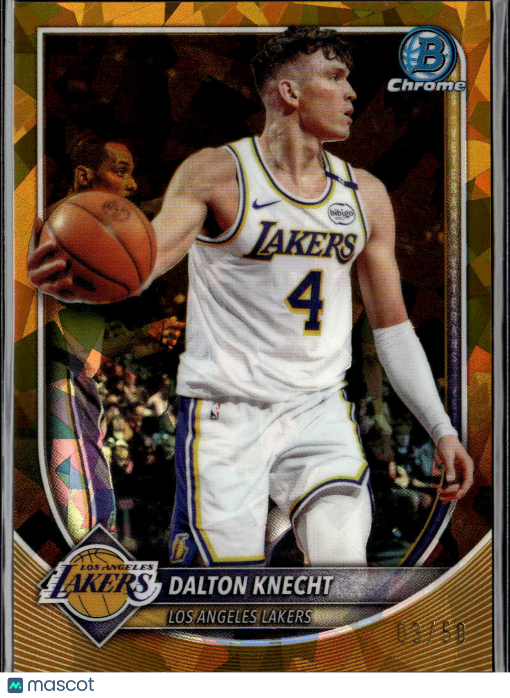 Dalton Knecht 2025 Bowman Chrome Sapphire GOLD Refractor 3/50 Lakers