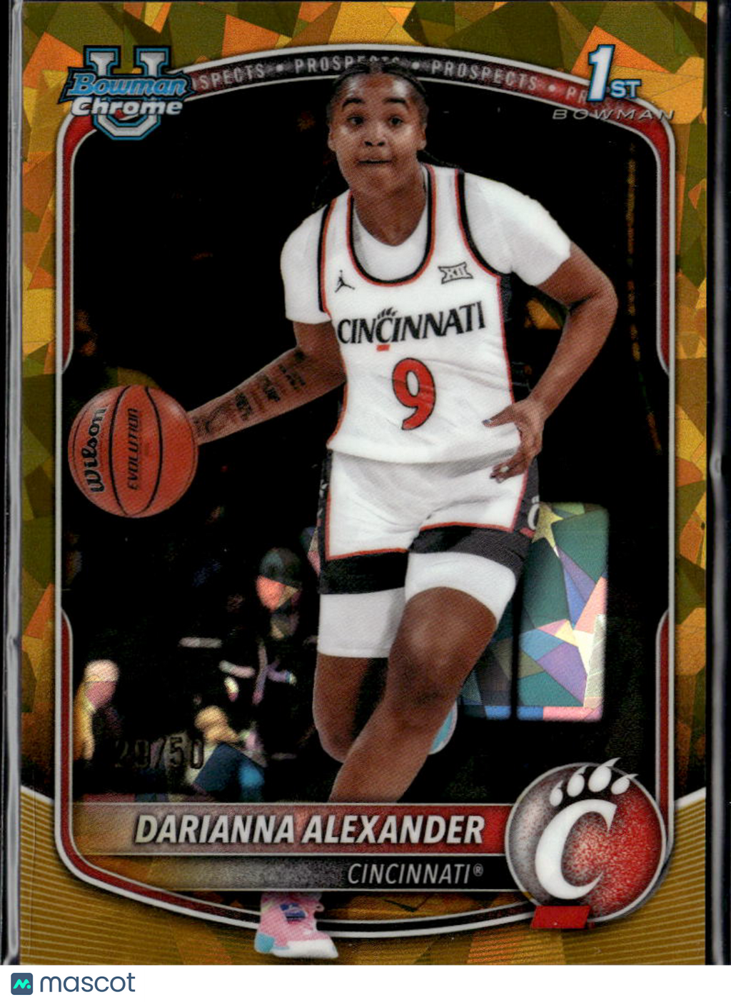 Darianna Alexander 2025 Bowman Chrome11st Sapphire GOLD Refractor /50 Cincinnati
