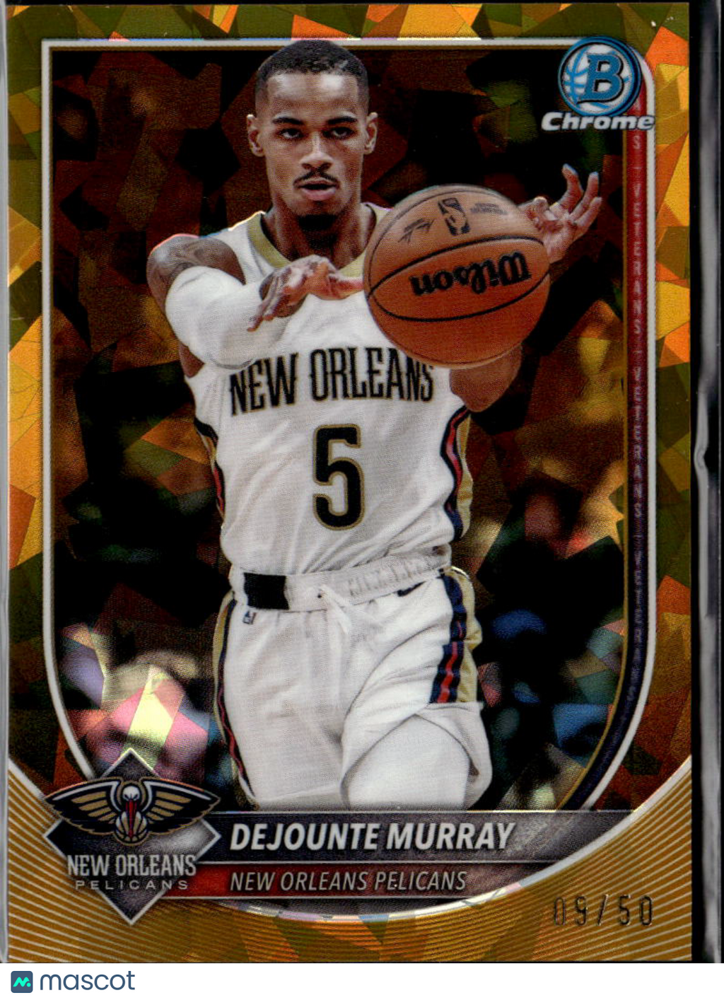 Dejounte Murray 2025 Bowman Chrome Sapphire GOLD Refractor 9/50 Pelicans