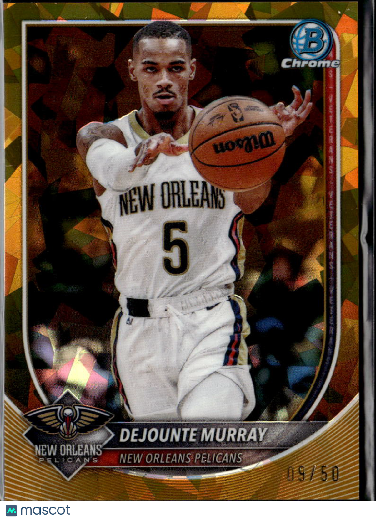 Dejounte Murray 2025 Bowman Chrome Sapphire GOLD Refractor 9/50 Pelicans