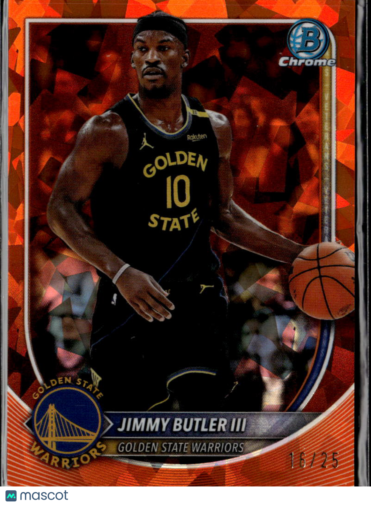 Jimmy Butler III 2025 Bowman Chrome Orange Sapphire 16/25 Golden State Warriors