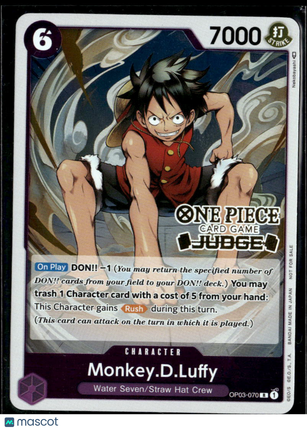 Monkey.D.Luffy 2023 One Piece Card Game Pillars of Strength Judge Promo OP03-070