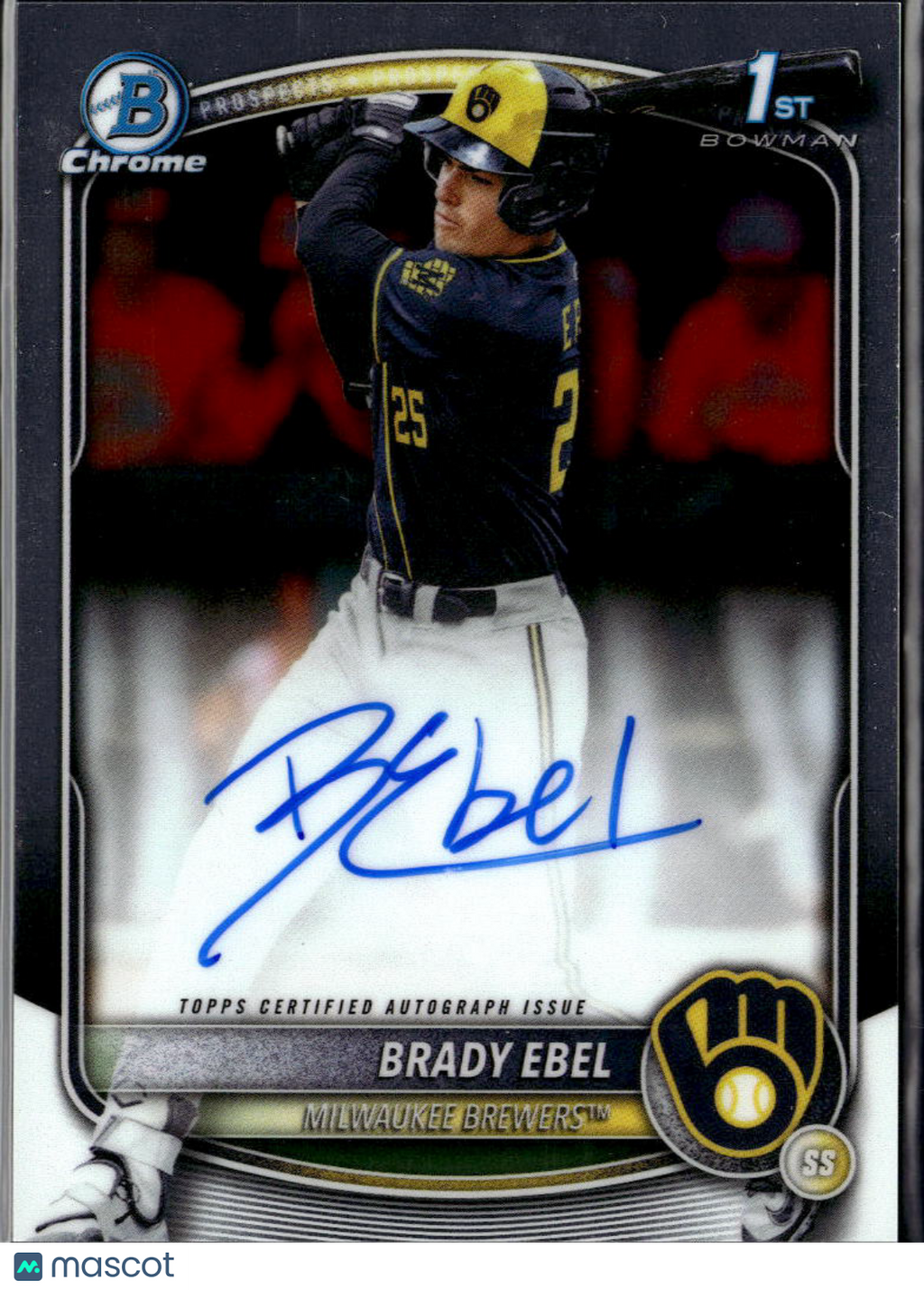 Brady Ebel 2025 Bowman Chrome 1st Auto Autograph RC Milwaukee Brewers