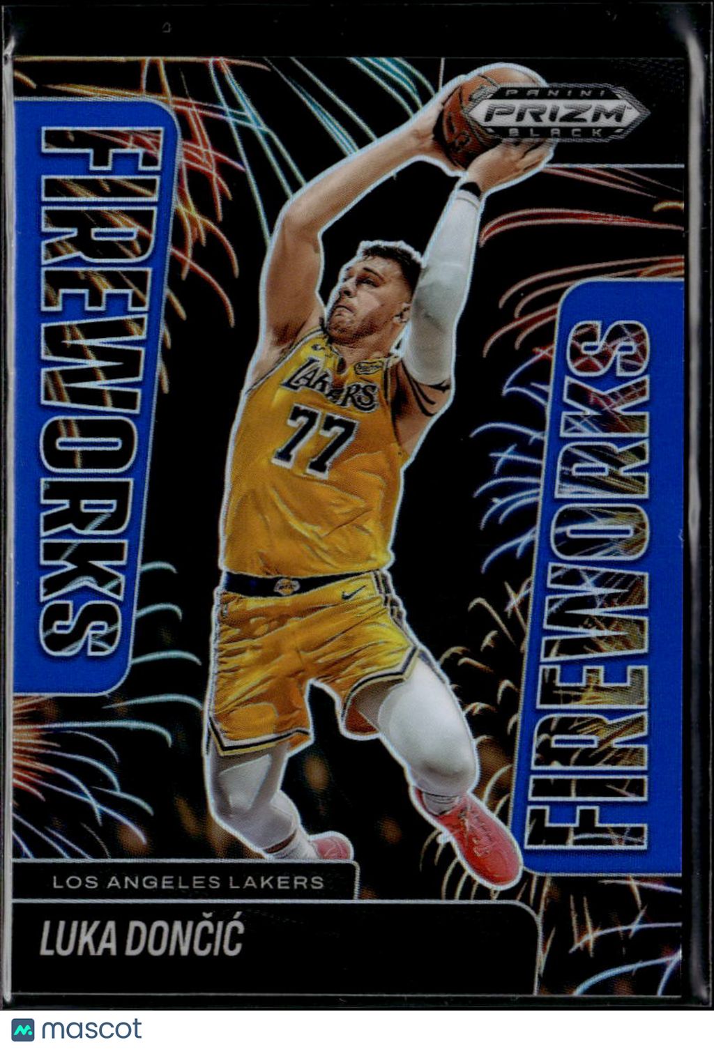 Luka Doncic 2025 Prizm Black Fireworks Blue Prizm 117/199 Los Angeles Lakers