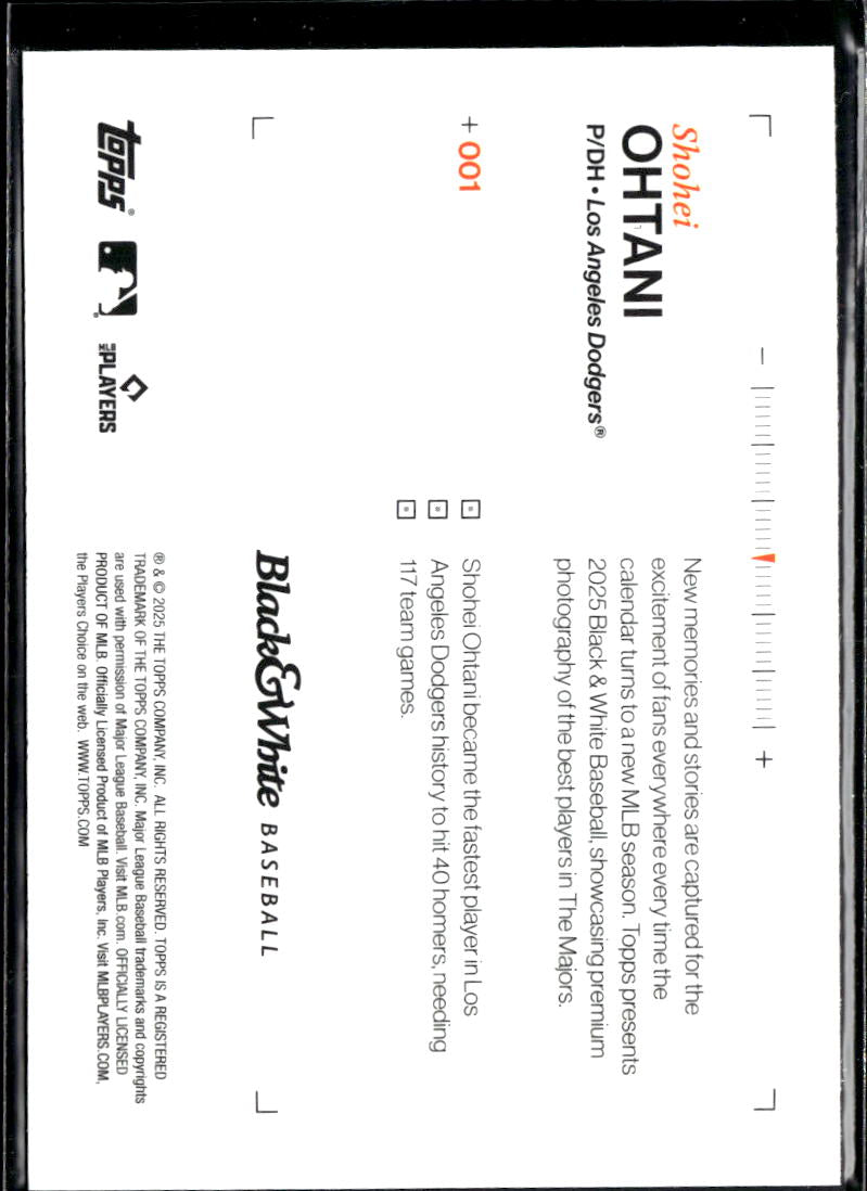 Shohei Ohtani 2025 Topps Black & White #1 Los Angeles Dodgers