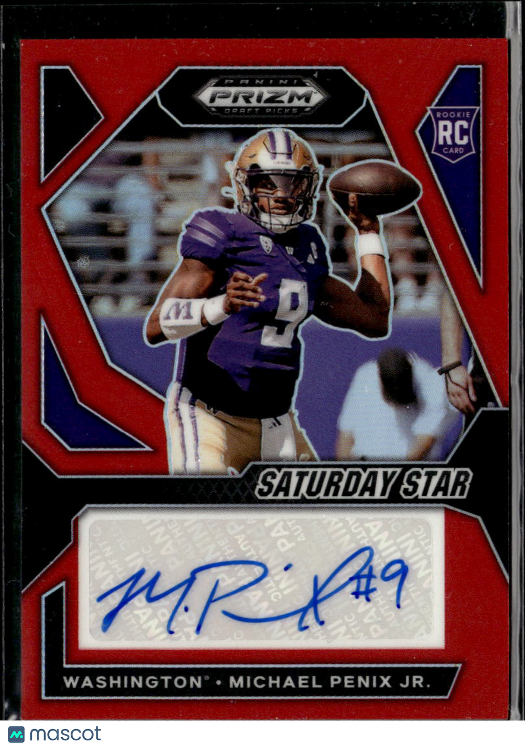 Michael Penix Jr. 2024 Prizm Draft Picks Auto Autograph RC 88/199 Washington