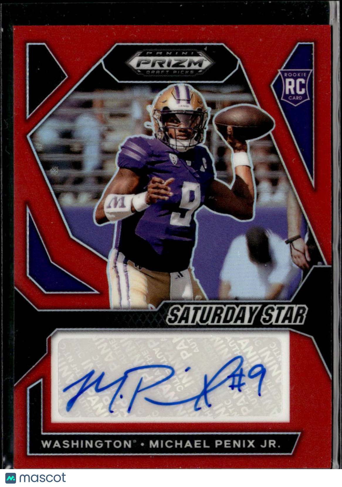 Michael Penix Jr. 2024 Prizm Draft Picks Auto Autograph RC 88/199 Washington