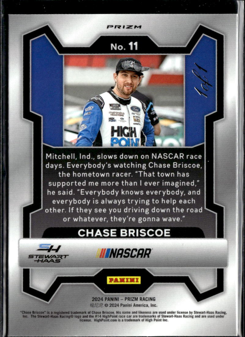 Chase Briscoe 2024 Prizm Racing Black Finite 1/1 Stewart-Haas Racing