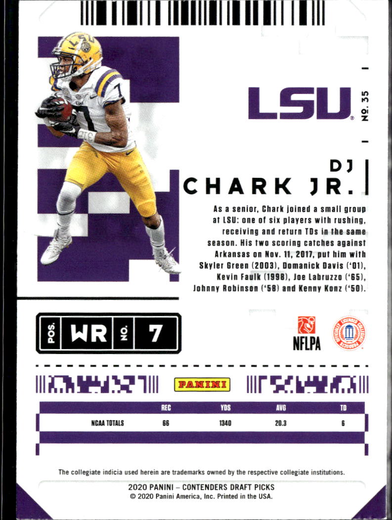 DJ Chark Jr. 2020 Contenders Draft Galactic SSP CASE HIT Jaguars LSU Tigers