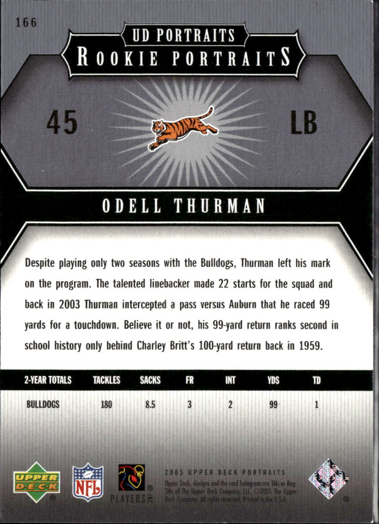 Odell Thurman 2005 Upper Deck Portraits Rookie RC 24/30 Cincinnati Bengals