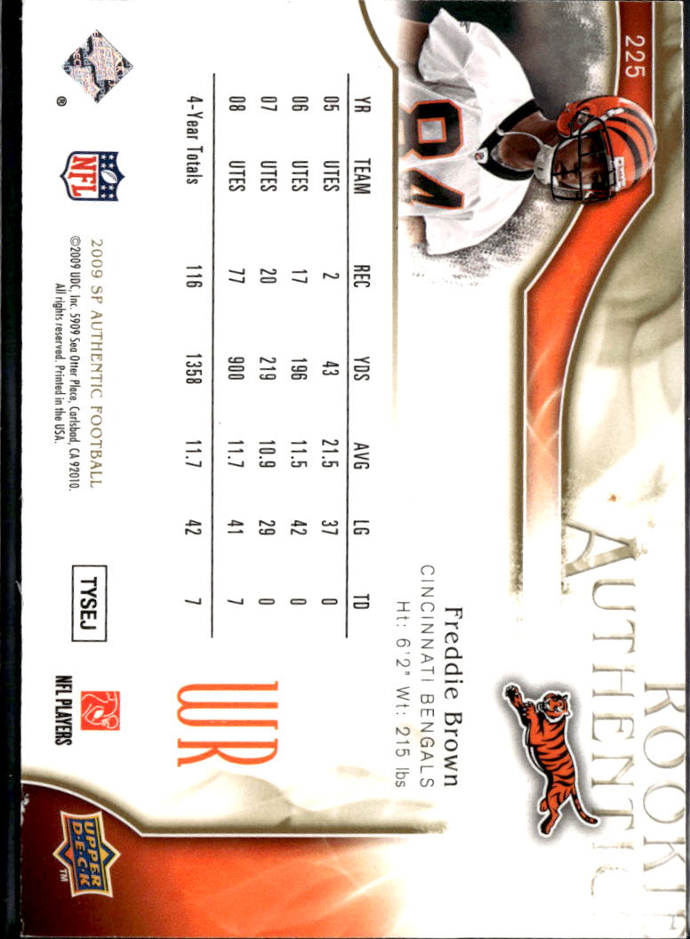 Freddie Brown 2009 Upper Deck SP Authentic Rookie RC GOLD 8/50 Bengals
