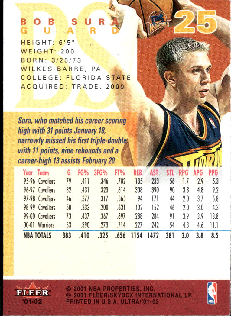 Bob Sura 2001 Fleer Ultra With KOBE BRYANT #25 Golden State Warriors