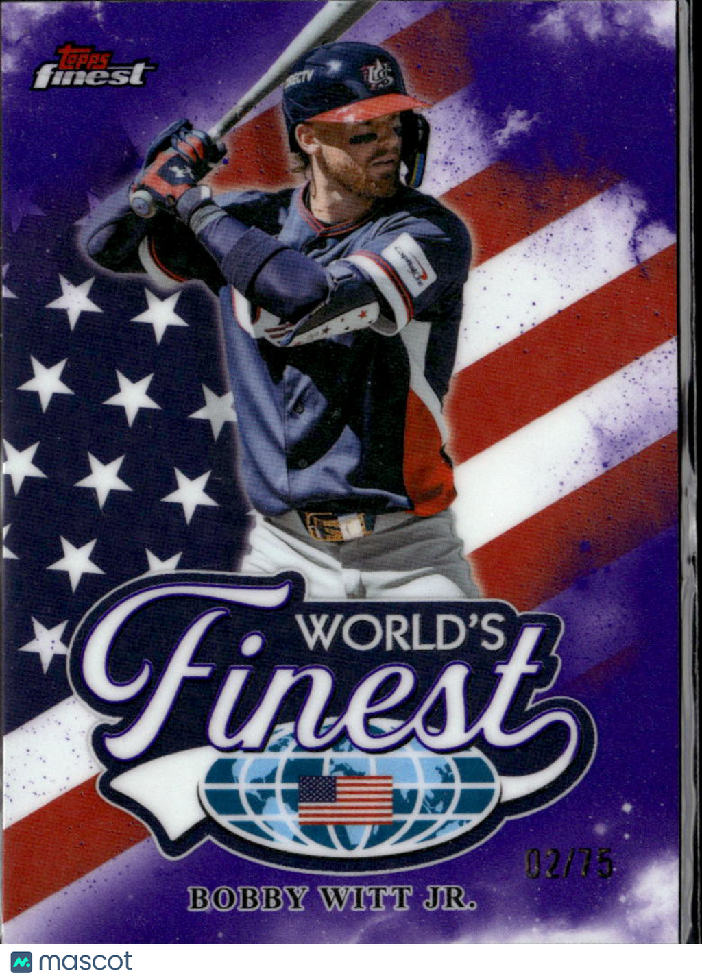 Bobby Witt Jr. 2026 Topps Finest World's Finest Purple Refractor 2/75 Royals USA