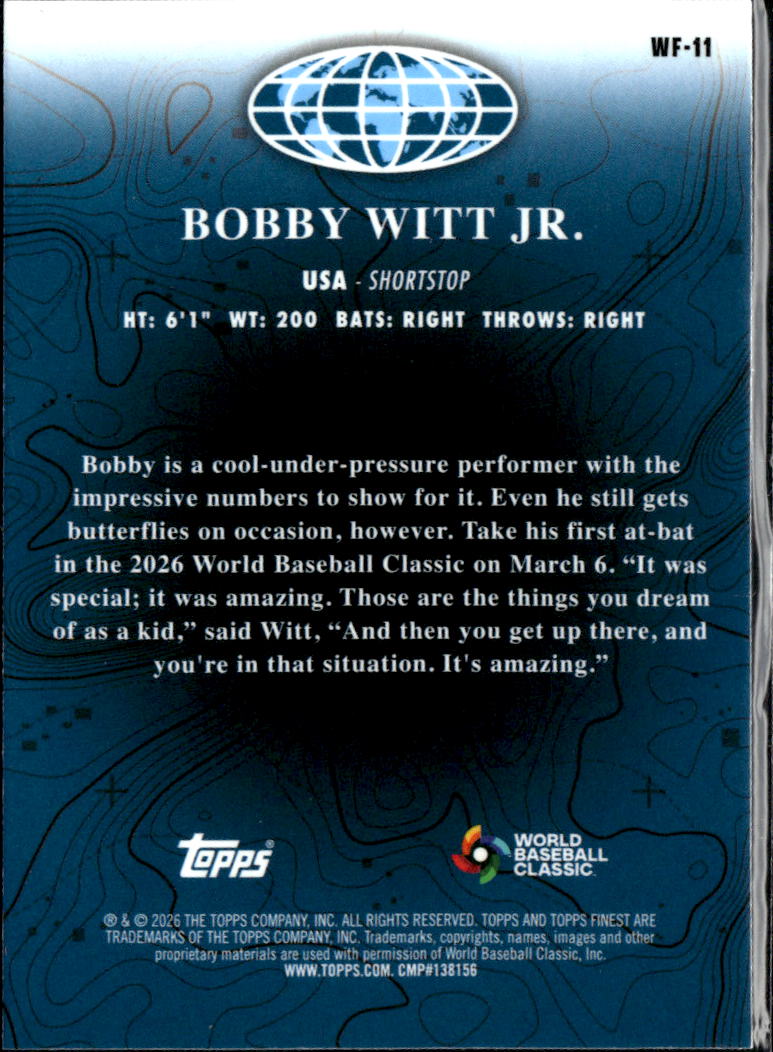 Bobby Witt Jr. 2026 Topps Finest World's Finest Purple Refractor 2/75 Royals USA