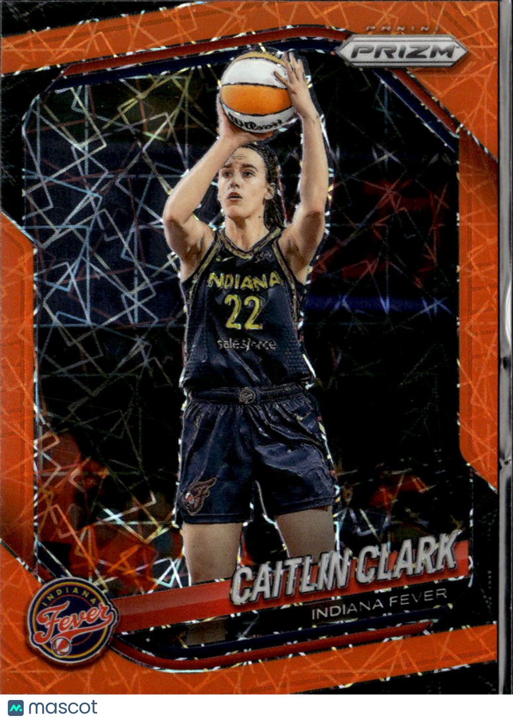 Caitlin Clark 2025 Panini Prizm Orange Lazer Prizm #22 Indiana Fever
