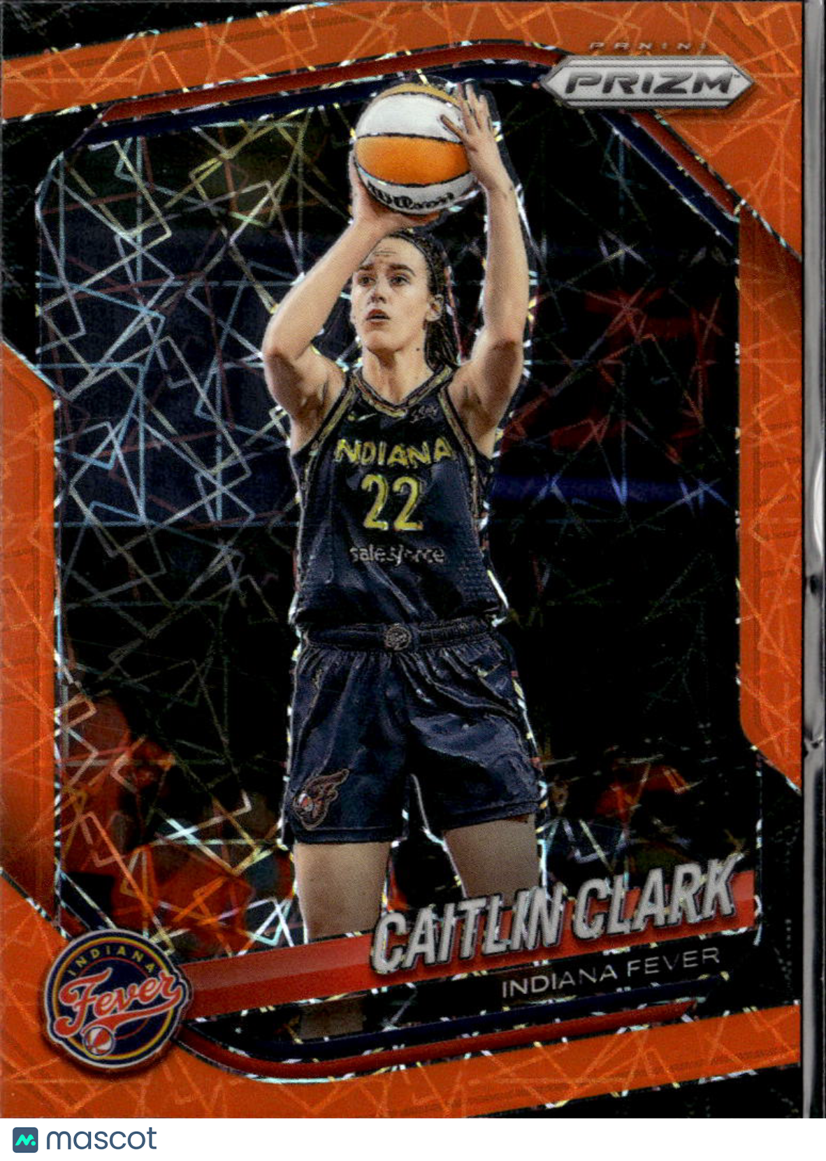 Caitlin Clark 2025 Panini Prizm Orange Lazer Prizm #22 Indiana Fever