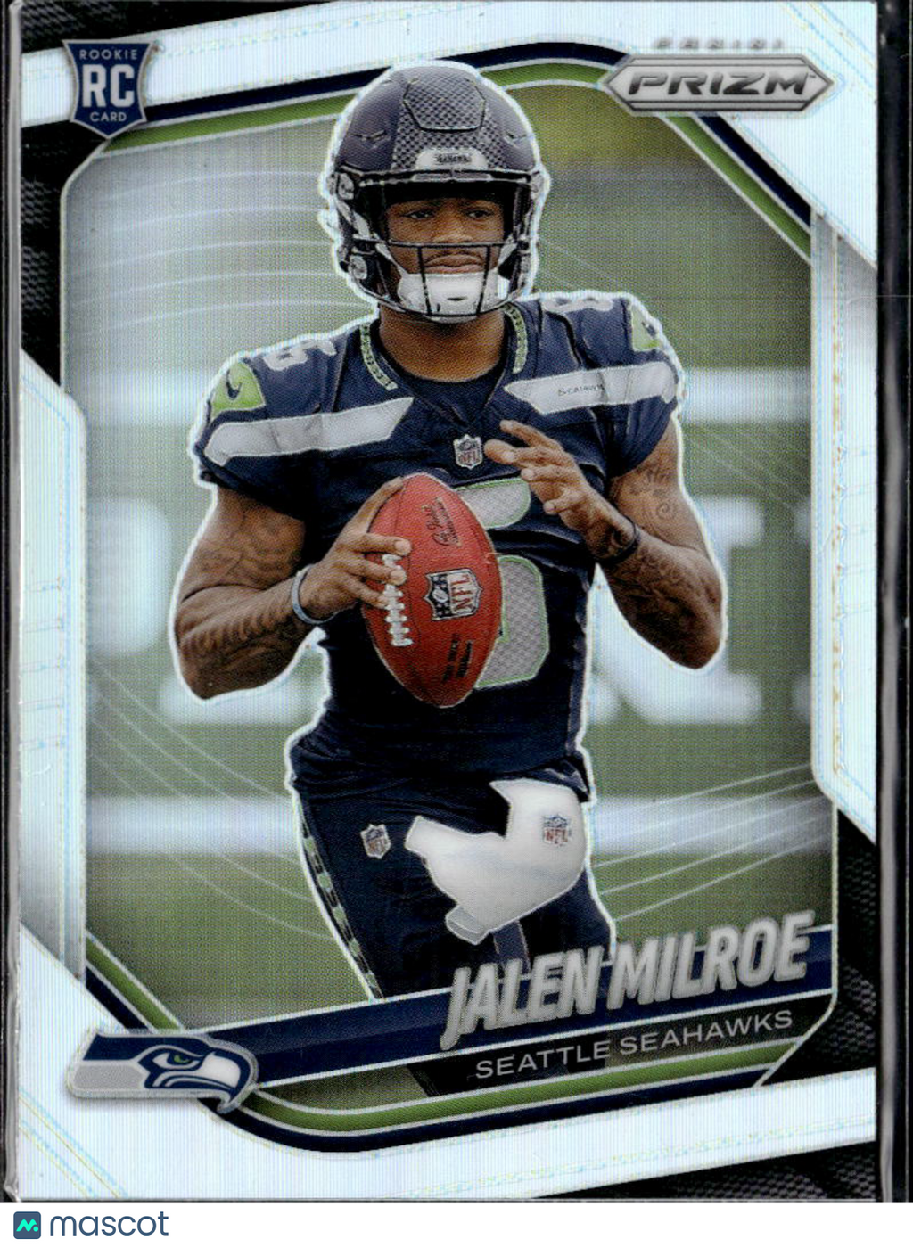 Jalen Milroe 2025 Panini Prizm Silver Prizm Rookie RC Seattle Seahawks