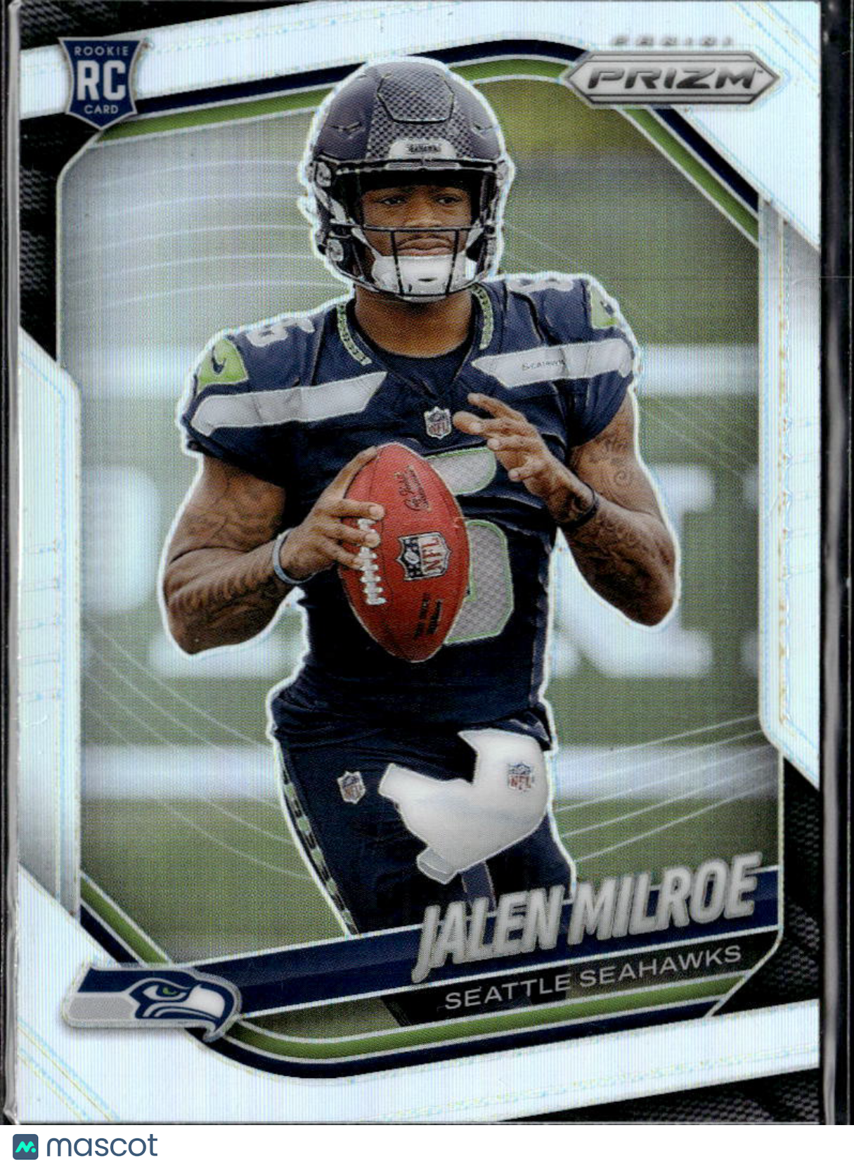 Jalen Milroe 2025 Panini Prizm Silver Prizm Rookie RC Seattle Seahawks