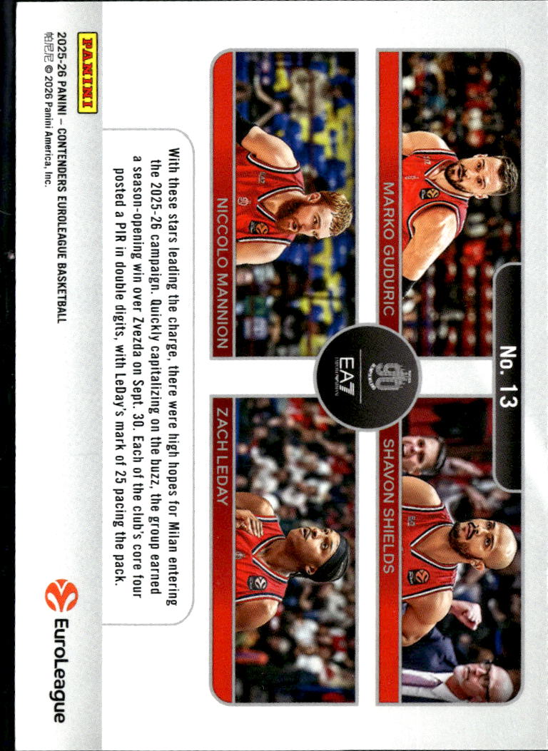 Mannion Guduric LeDay Shields 2026 Contenders EuroLeague Quads Cracked Ice /25