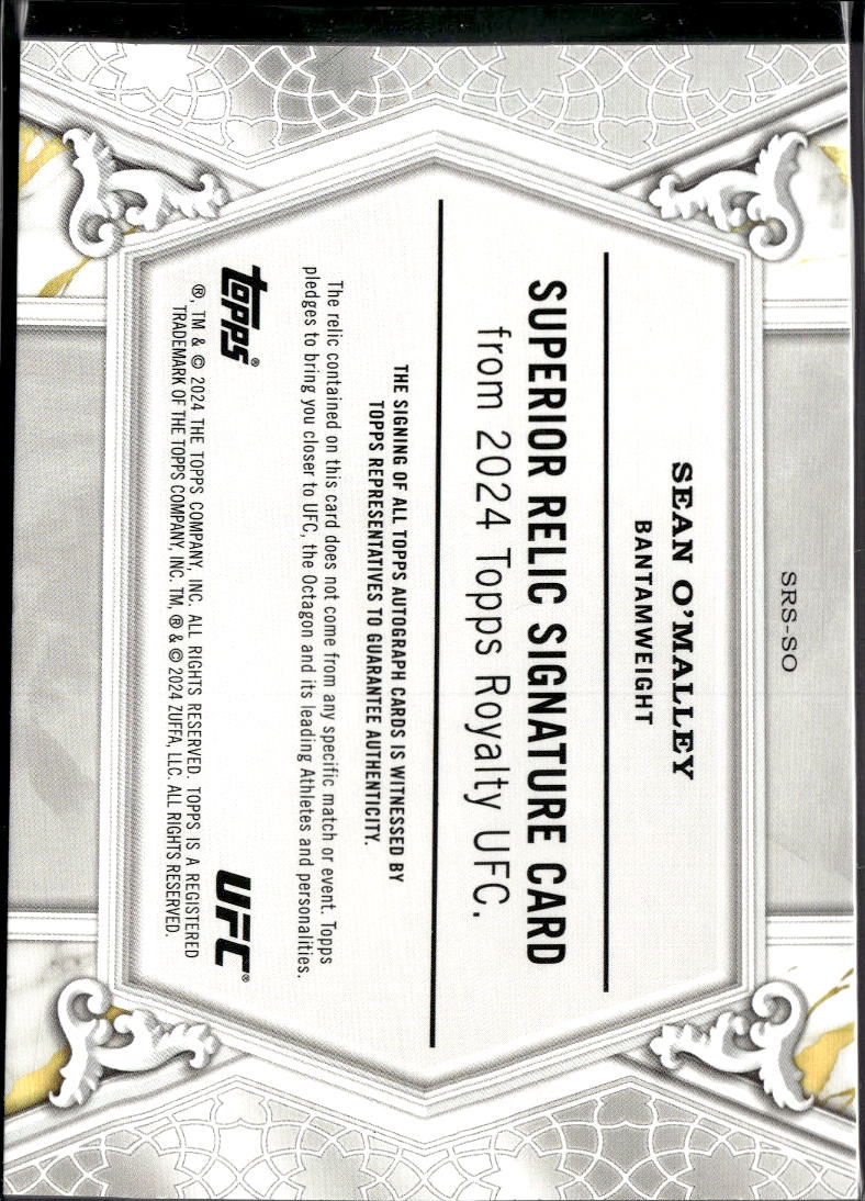 Sean O'Malley 2024 Topps Royalty UFC Auto Autograph Patch MMA 33/49