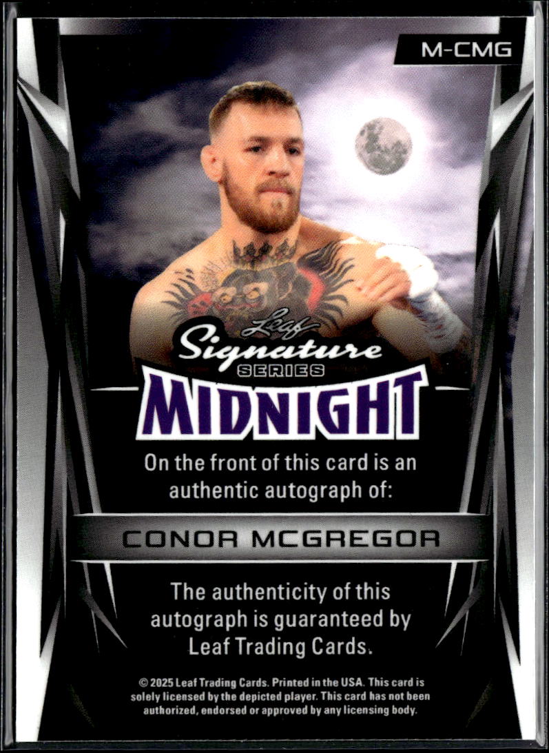 Conor McGregor 2025 Leaf Signature Series Black Shimmer Auto Autograph 1/1 UFC