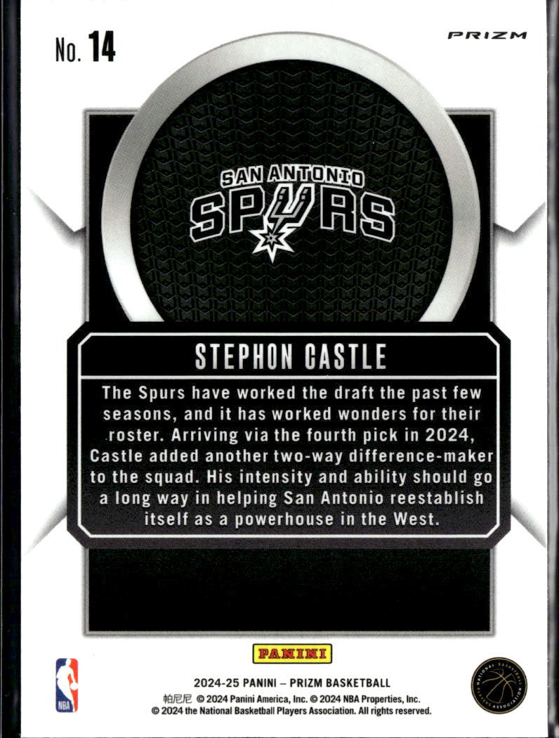 Stephon Castle 2024-25 Prizm Talismen Disco Prizm Rookie RC San Antonio Spurs