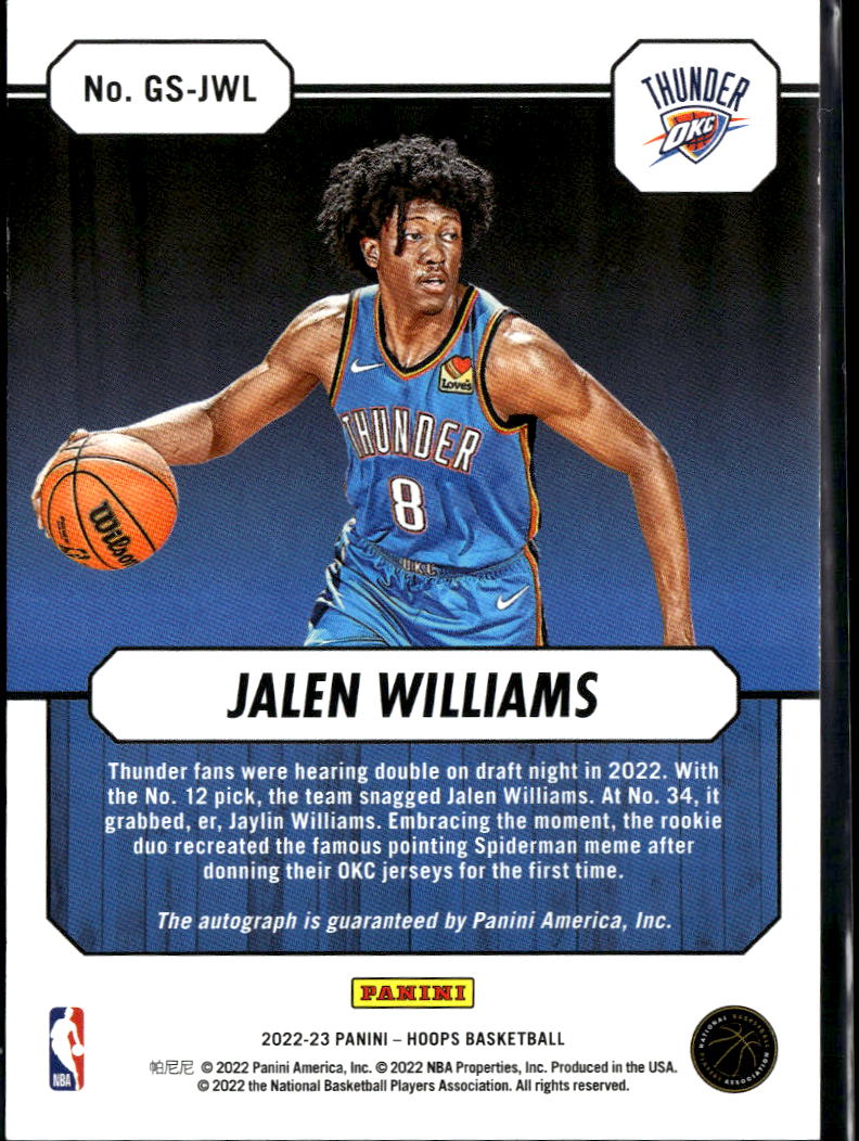 Jalen Williams 2022 NBA Hoops Great Significance Auto Autograph RC OKC Thunder
