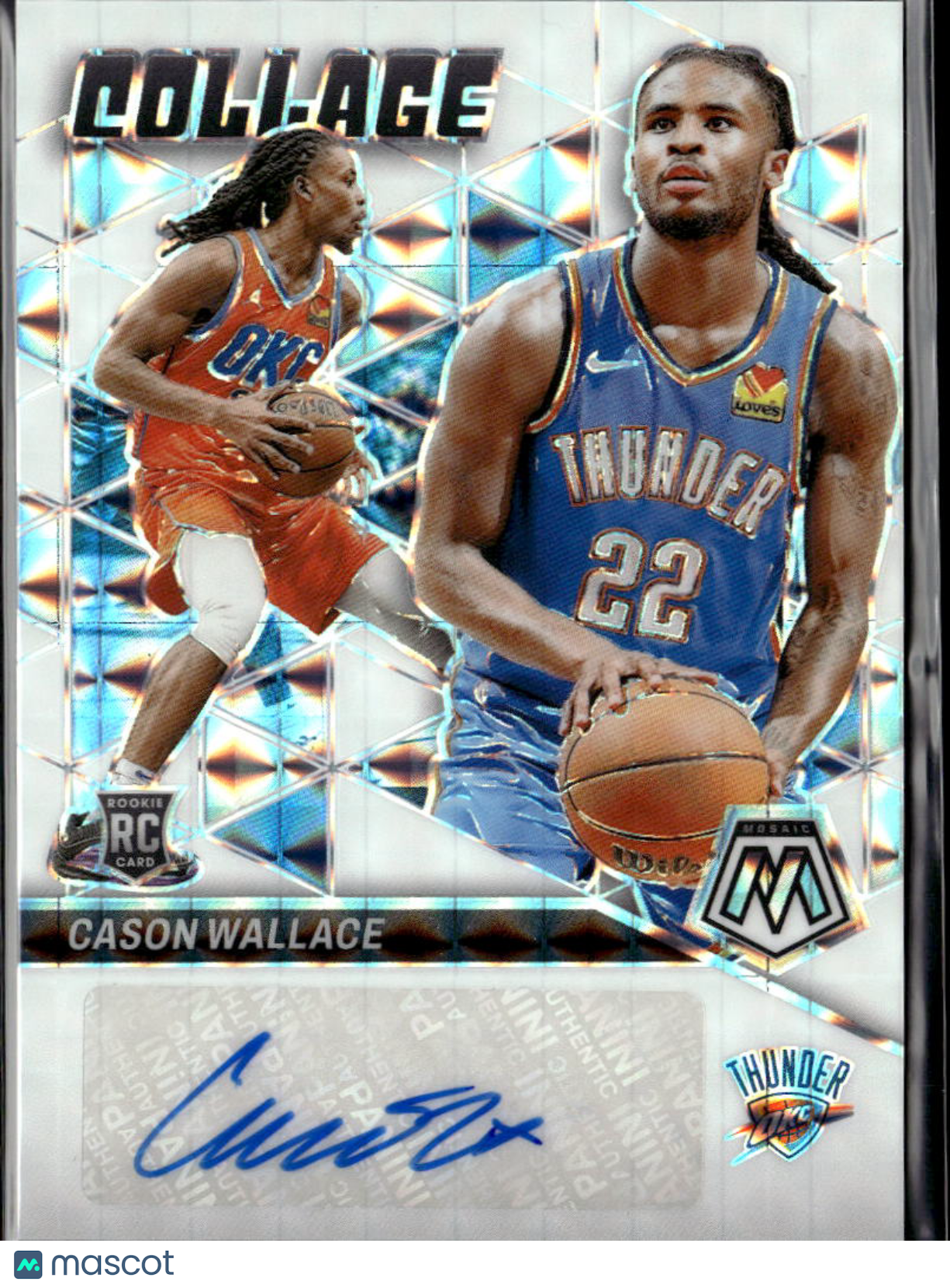 Cason Wallace 2023-24 Mosaic Auto Autograph RC 22/25 JERSEY # OKC Thunder