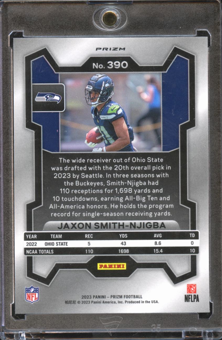 Jaxon Smith-Njigba 2023 Prizm RC Silver Prizm Rookie #390 Seattle Seahawks