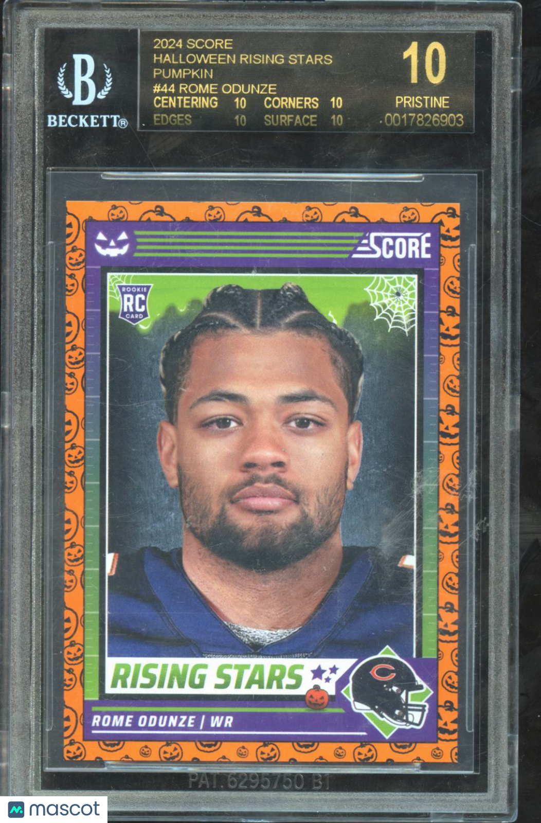 Rome Odunze 2024 Score Halloween Pumpkin RC Rookie Bears Black Label BGS 10