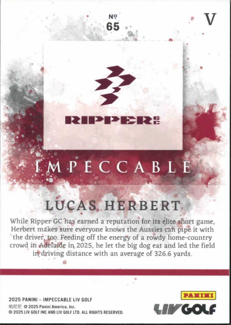 Lucas Herbert 2025 Impeccable LIV Golf Silver 14/25 Ripper GC