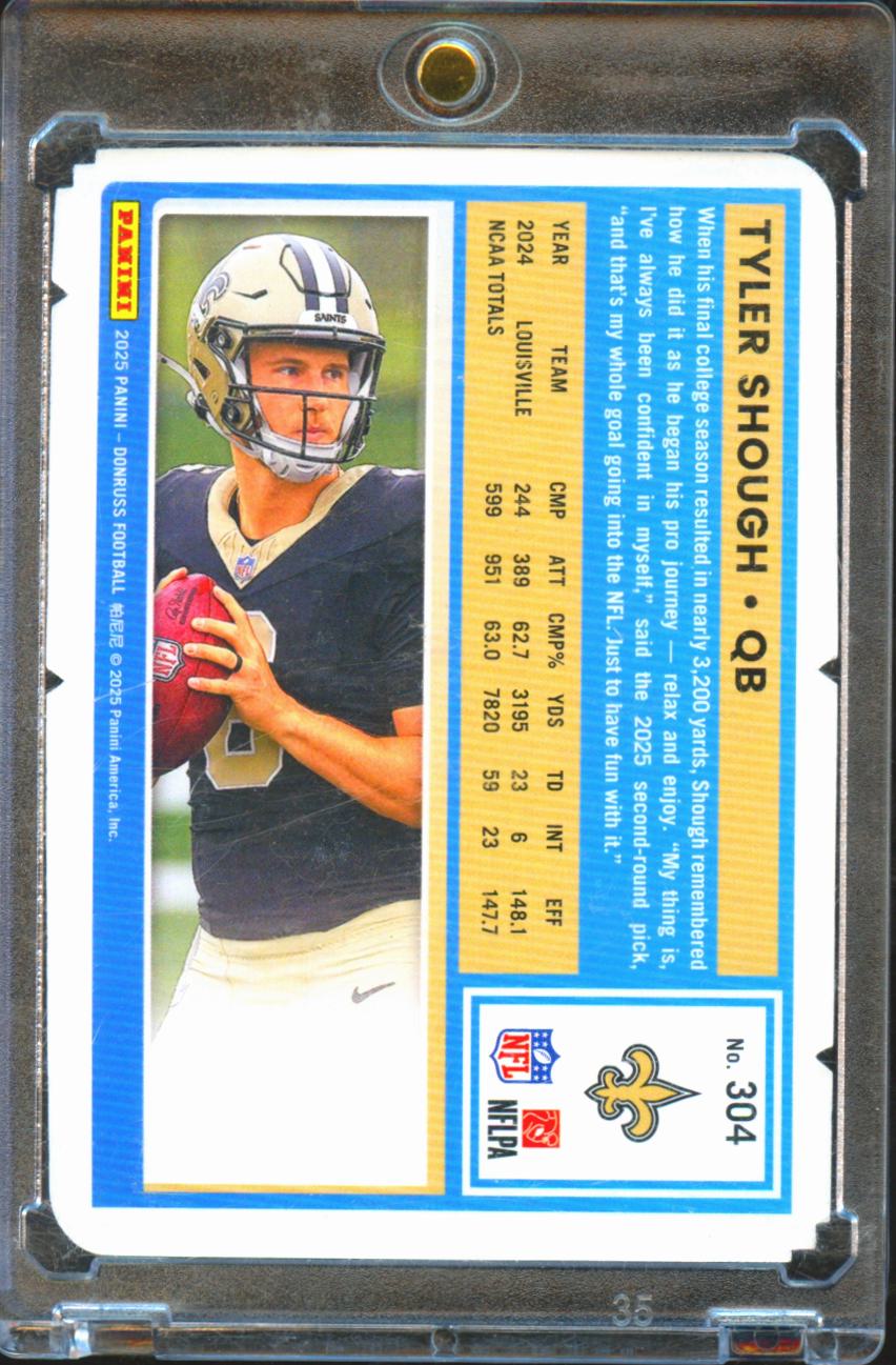 Tyler Shough 2025 Donruss GOLD Rated Rookie RC 20/25 #304 New Orleans Saints