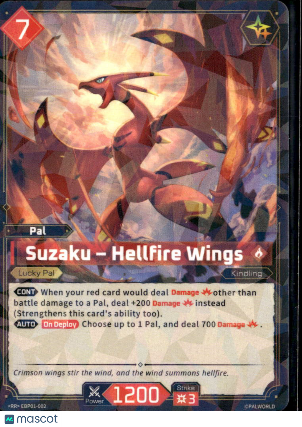 Suzaku - Hellfire Wings Cracked Ice Palworld Official Card Game